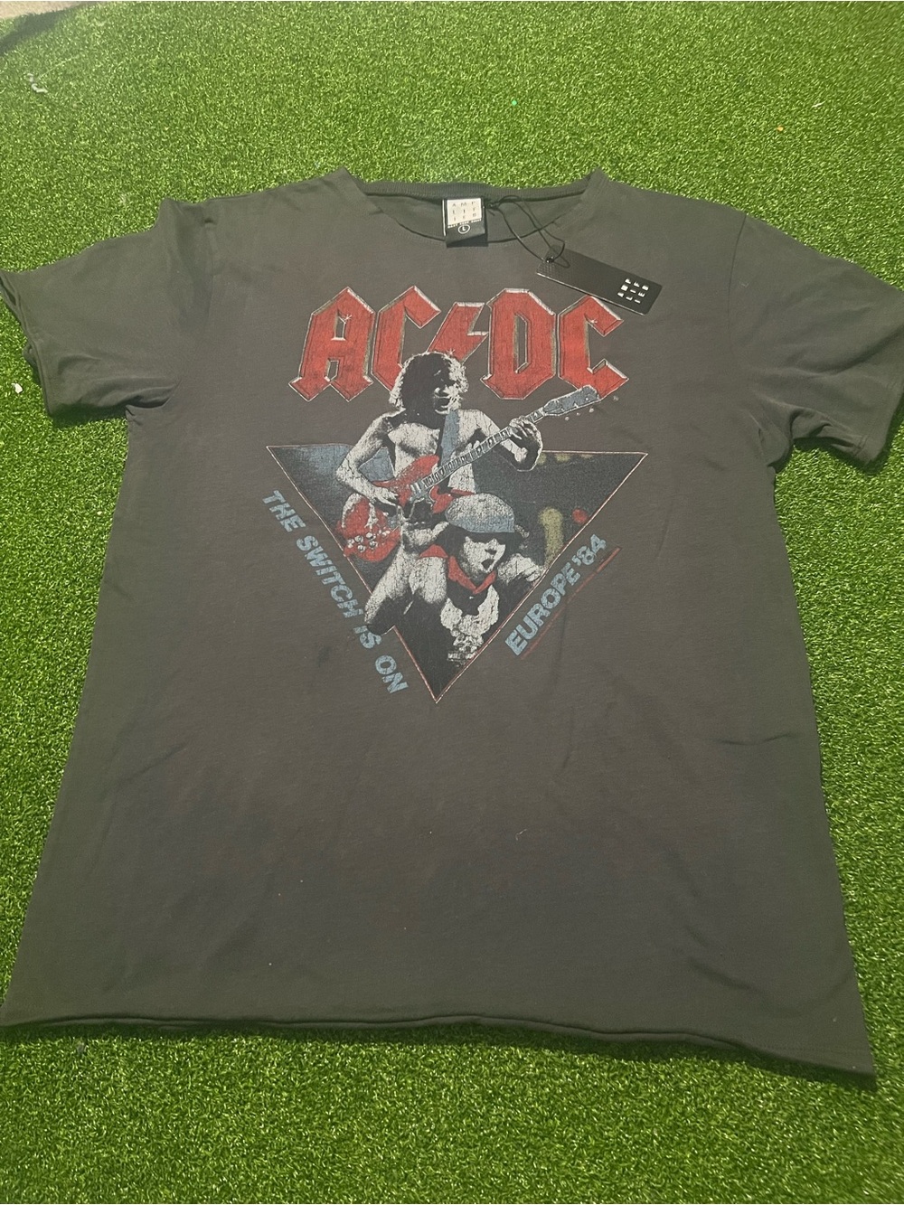 AC/DC Europe '84 Band Tee Charcoal Gray Size L Amplified Modern